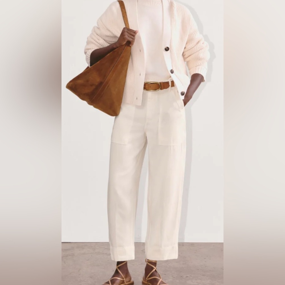 Women’s Cream Wide-Leg Utility Pants In Bone Color